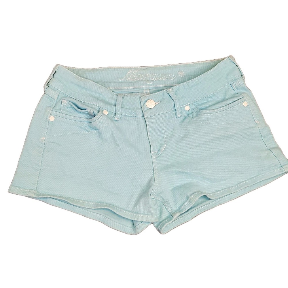 Delias Womens Denim Shorts Sz 5 / 6 Light Aqua Blue Stretch Morgan 26" Waist‎